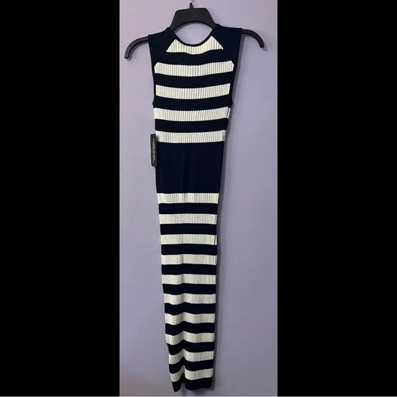 NY&Co Navy and White Striped Ribbed Tank Dress - Picture 3 of 6